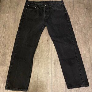 Levis Mens 505 Black Denim Jeans Size 38 x 30 100% Cotton Straight Leg